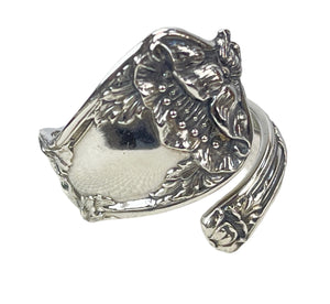 Sterling silver floral bypass spoon ring