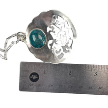 Load image into Gallery viewer, Sterling silver and turquoise pendant with paper clip chain necklace
