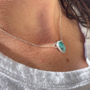 Sterling silver turquoise slider pendant necklace