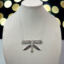Load image into Gallery viewer, Silverplate dragon fly spoon necklace
