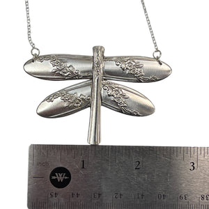 Silverplate dragonfly spoon necklace