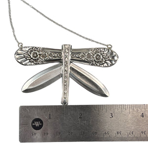 Silverplate dragon fly spoon necklace