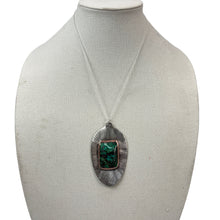 Load image into Gallery viewer, Silverplate Azurite Chrysocolla spoon pendant
