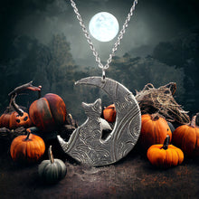 Load image into Gallery viewer, Crescent moon cat pendant necklace
