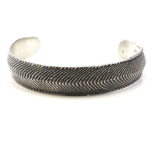 Sterling silver Cuttlebone cast cuff bracelet by 360 Vintage